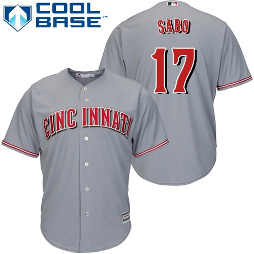 Reds #17 Chris Sabo Grey Cool Base Stitched Youth MLB Jersey - Click Image to Close
